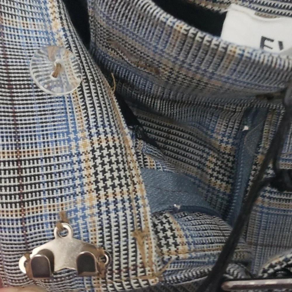 Glen Check Plaid Crop Pants Size M Blue/Black